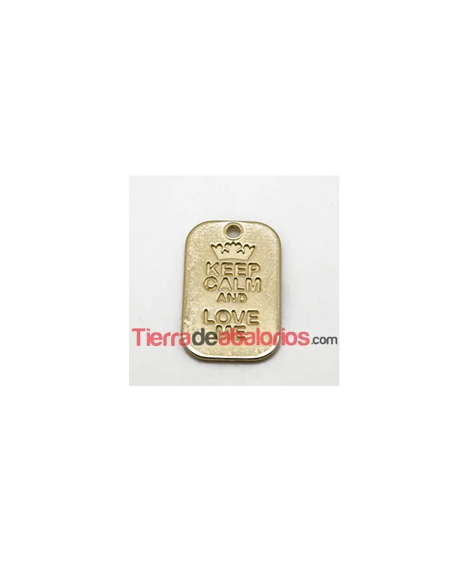 Colgante Keep Calm And Love Me 40x25mm, Dorado