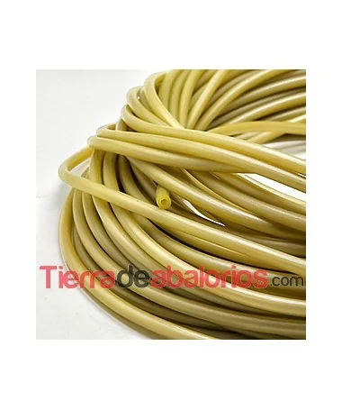 Caucho Hueco 4mm Agujero 2mm Dorado