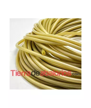 Caucho Hueco 4mm Agujero 2mm Dorado