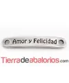 Entrepieza Curvada 37x7mm Amor y Felicidad, Plateada