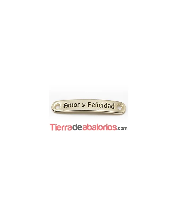 Entrepieza Curvada 37x7mm Amor y Felicidad-Dorada