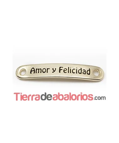 Entrepieza Curvada 37x7mm Amor y Felicidad-Dorada Entrepieza Curvada 37x7mm Amor y Felicidad-Dorada