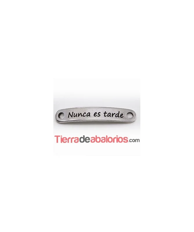 Entrepieza Curvada 37x7mm Nunca es Tarde, Plateada