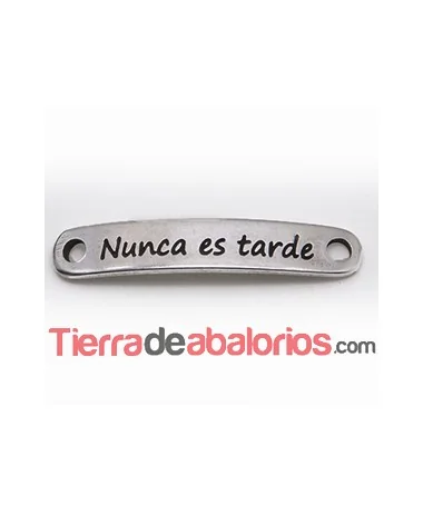 Entrepieza Curvada 37x7mm Nunca es Tarde, Plateada Entrepieza Curvada 37x7mm Nunca es Tarde, Plateada