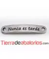 Entrepieza Curvada 37x7mm Nunca es Tarde, Plateada