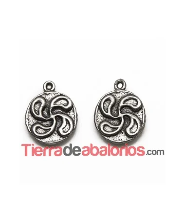 Colgante Lauburu 11mm, Plata Vieja