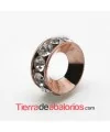 Rondel Oro Rosa con Strass 10mm Agujero 4mm Cristal