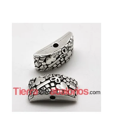 Pieza para Anillo 26x12mm Flores y Corazones, Plateado