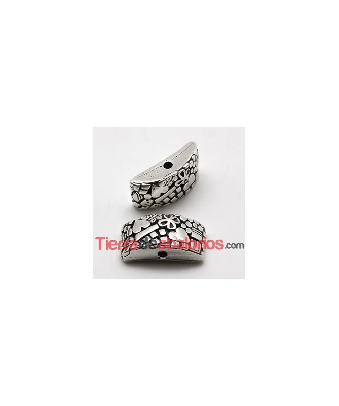 Pieza para Anillo 26x12mm Flores y Corazones, Plateado