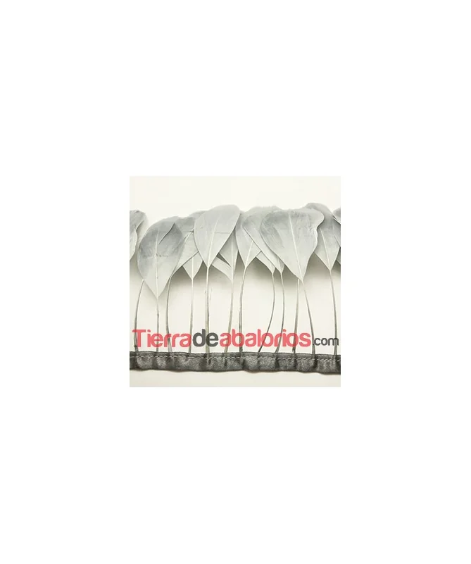 Tira de Plumas de Ganso Gris Perla
