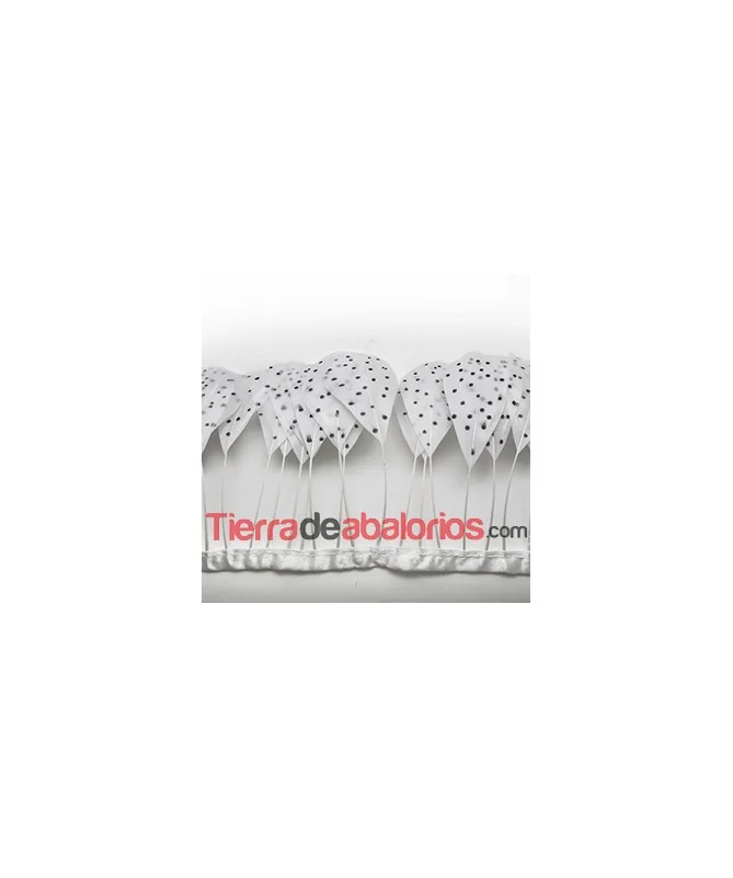 Tira de Plumas de Ganso Blancas con Topos Negros Tira de Plumas de Ganso Blancas con Topos Negros