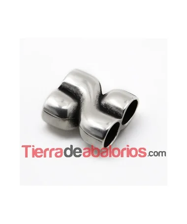 Entrepieza para Cordón 26x24mm con 2 Agujeros 10mm, Plateado
