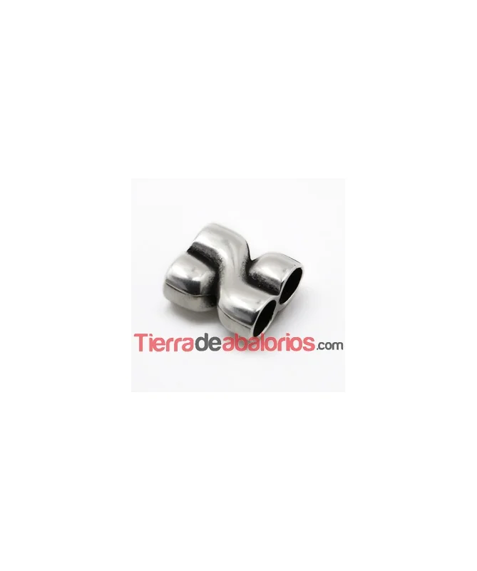 Entrepieza para Cordón 26x24mm con 2 Agujeros 10mm, Plateado Entrepieza para Cordón 26x24mm con 2 Agujeros 10mm, Plateado