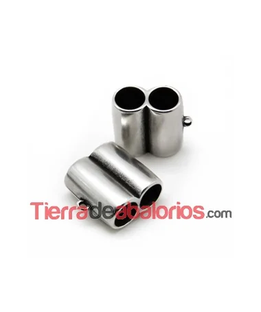 Tubo Doble 26x28mm 2 Agujeros de 10mm, Plateado