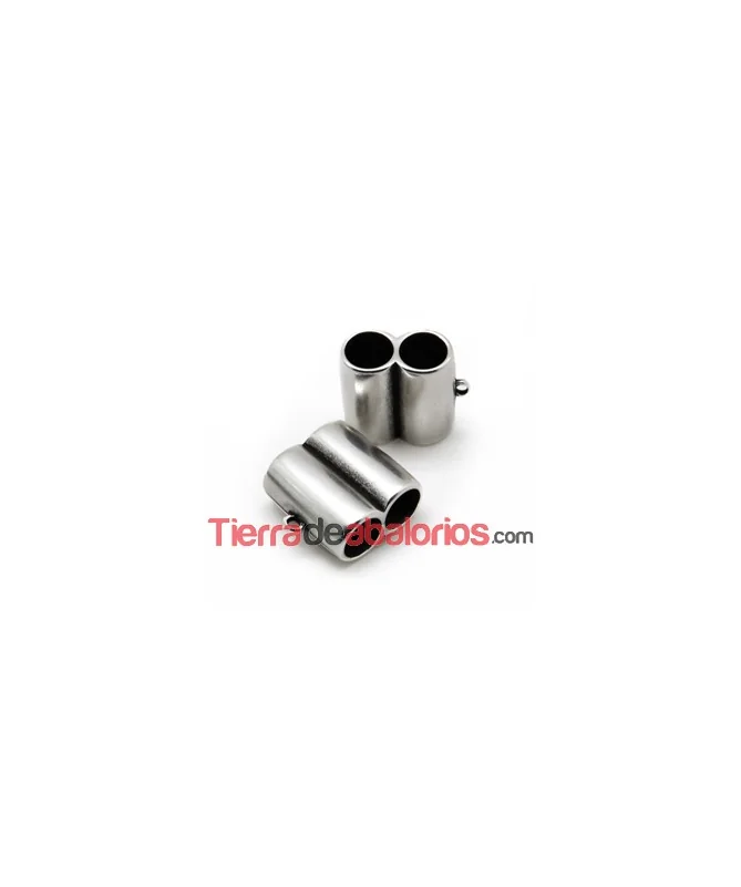 Tubo Doble 26x28mm 2 Agujeros de 10mm, Plateado