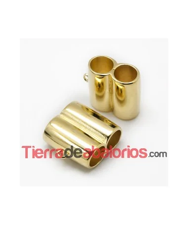 Tubo Doble 26x28mm 2 Agujeros de 10mm, Dorado