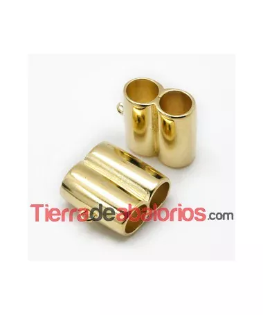 Tubo Doble 26x28mm 2 Agujeros de 10mm, Dorado