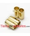 Tubo Doble 26x28mm 2 Agujeros de 10mm, Dorado