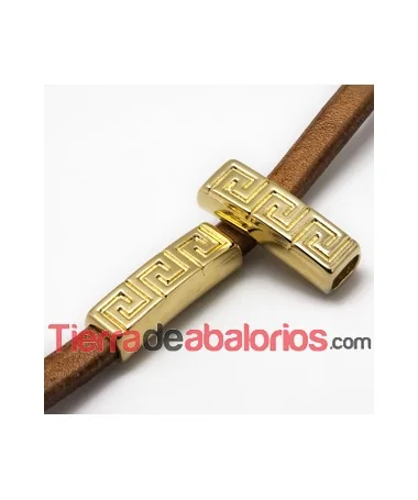 Tubo para Regaliz Grecas 40x14mm Agujero 10x6mm, Dorado Tubo para Regaliz Grecas 40x14mm Agujero 10x6mm, Dorado