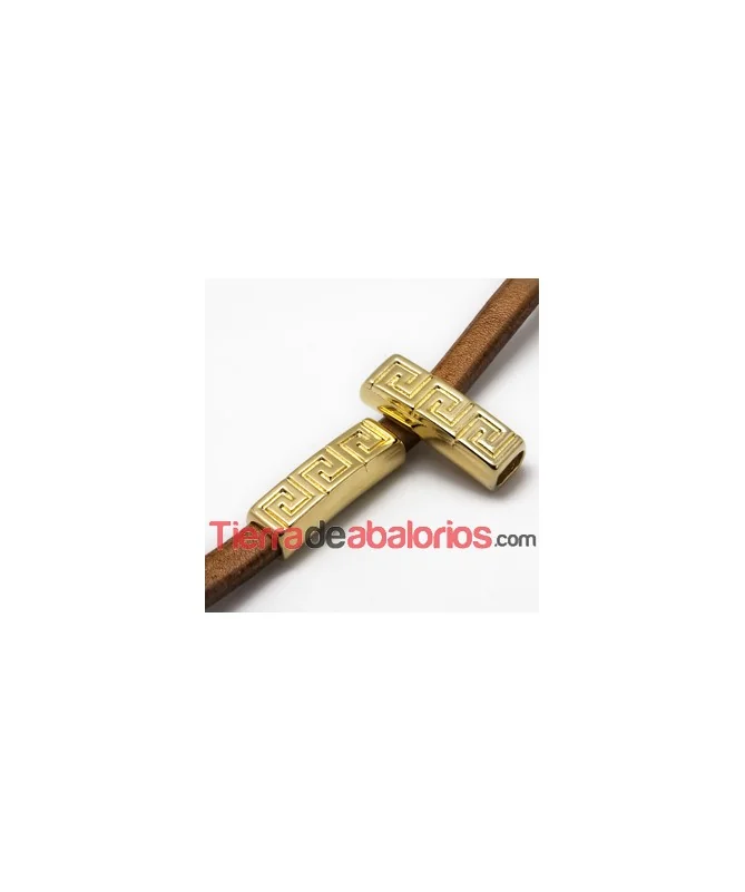 Tubo para Regaliz Grecas 40x14mm Agujero 10x6mm, Dorado