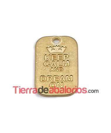 Colgante Keep Calm And Dream on 40x25mm, Dorado