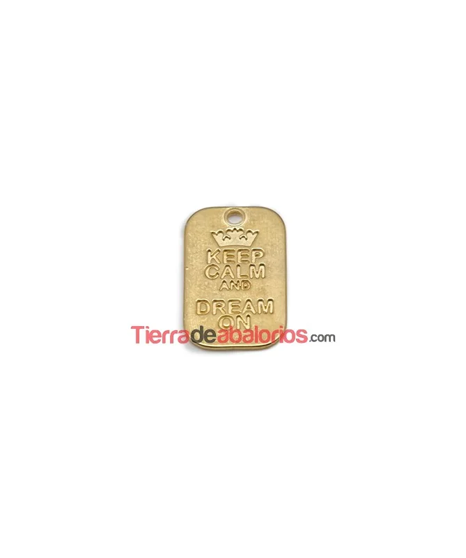 Colgante Keep Calm And Dream on 40x25mm, Dorado