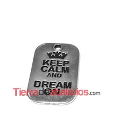 Colgante Keep Calm And Dream On 40x25mm, Plateado Colgante Keep Calm And Dream On 40x25mm, Plateado
