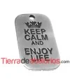 Colgante Keep Calm and Enjoy Life 40x25mm, Plateado
