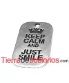 Colgante Keep Calm And Just Smile 40x25mm, Plateado