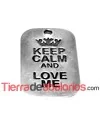 Colgante Keep Calm And Love Me 40x25mm, Plateado
