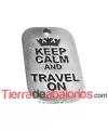 Colgante Keep Calm And Travel On 40x25mm, Plateado