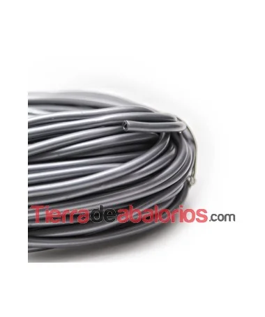 Caucho Hueco 5mm Agujero 3,2mm Plata