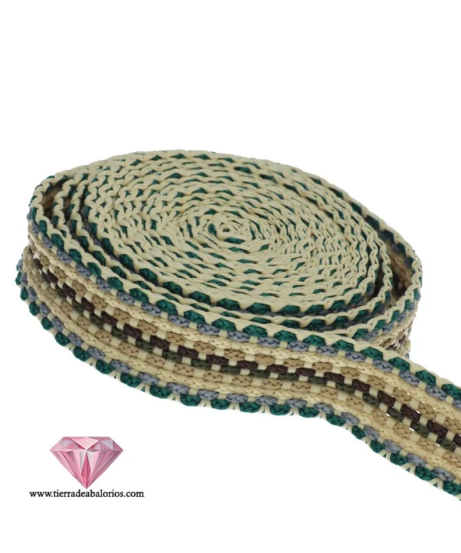 Tira Plana de Algodón 20mm Beige-Multicolor