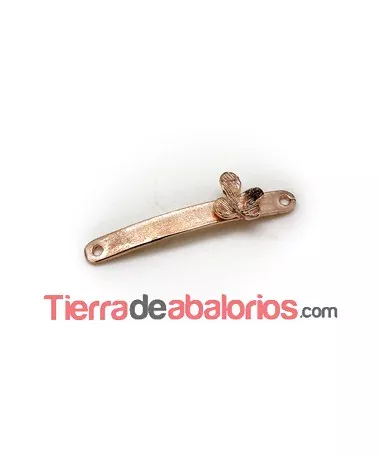 Conector Curvado 38x5mm con Mariposa, Oro Rosa Conector Curvado 38x5mm con Mariposa, Oro Rosa