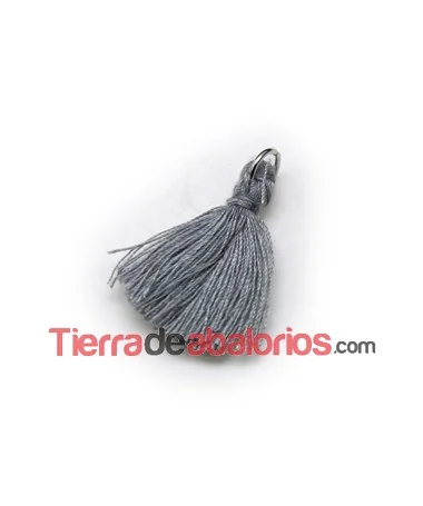 Borla de Algodón con Anilla 25/30mm, Gris (10 uds.) Borla de Algodón con Anilla 25/30mm, Gris