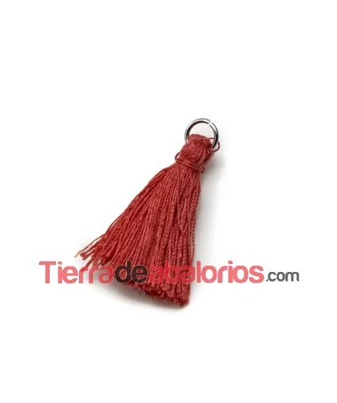 Borla de Algodón con Anilla 25/30mm, Coral (10 uds.) Borla de Algodón con Anilla 25/30mm, Coral