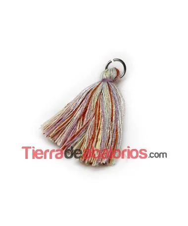 Borla de Algodón con Anilla 25/30mm, Multicolor (10 uds.) Borla de Algodón con Anilla 25/30mm, Multicolor