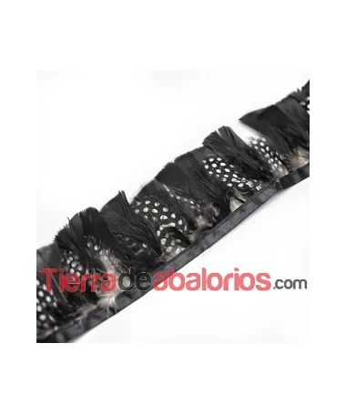 Fleco de Pluma de Avestruz 6cm aprox. Negra Lunares Blancos Fleco de Pluma de Avestruz 6cm aprox. Negra Lunares Blancos