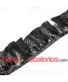 Fleco de Pluma de Avestruz 6cm aprox. Negra Lunares Blancos