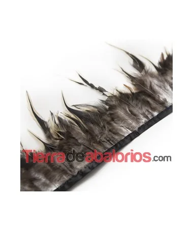 Fleco de Pluma de Avestruz 6cm aprox. Camel y Negro (metro)