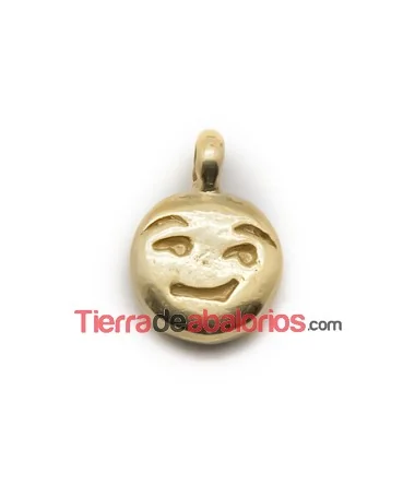 Colgante Emoticono Cara Desconfiada 16x11mm Dorado