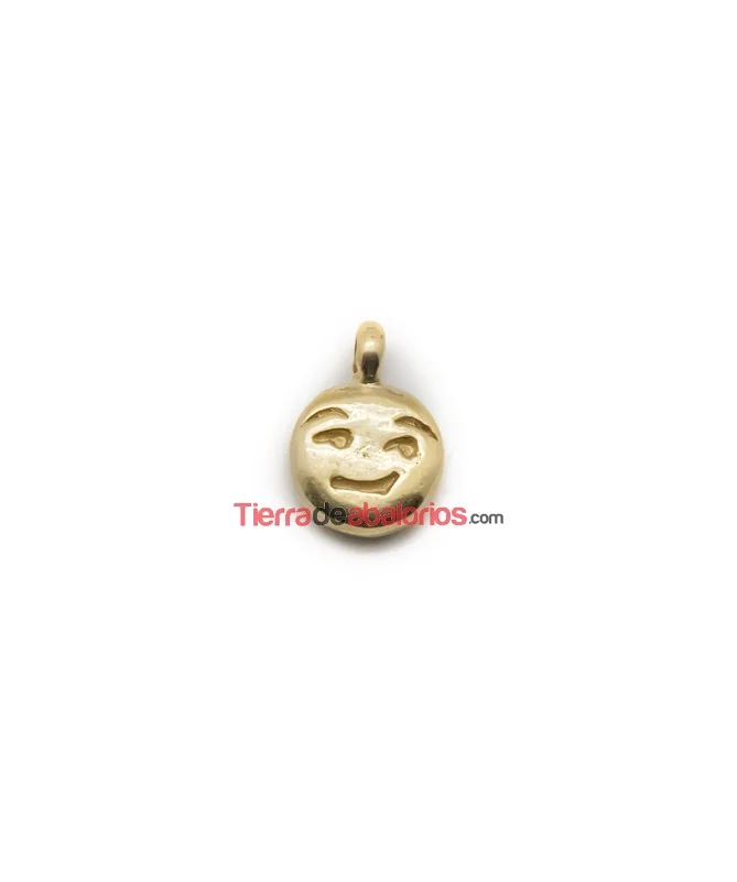 Colgante Emoticono Cara Desconfiada 16x11mm Dorado