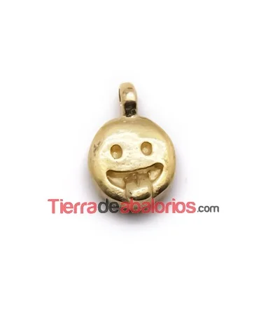 Colgante Emoticono Lengüetazo 16x11mm Dorado