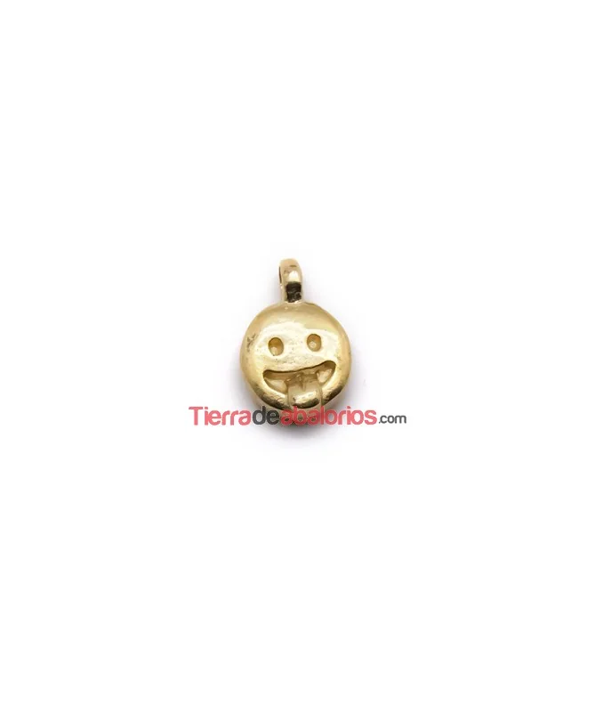 Colgante Emoticono Lengüetazo 16x11mm Dorado