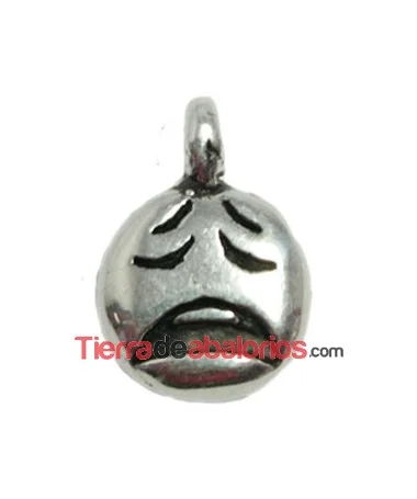 Colgante Emoticono Estresado 16x11mm, Plateado