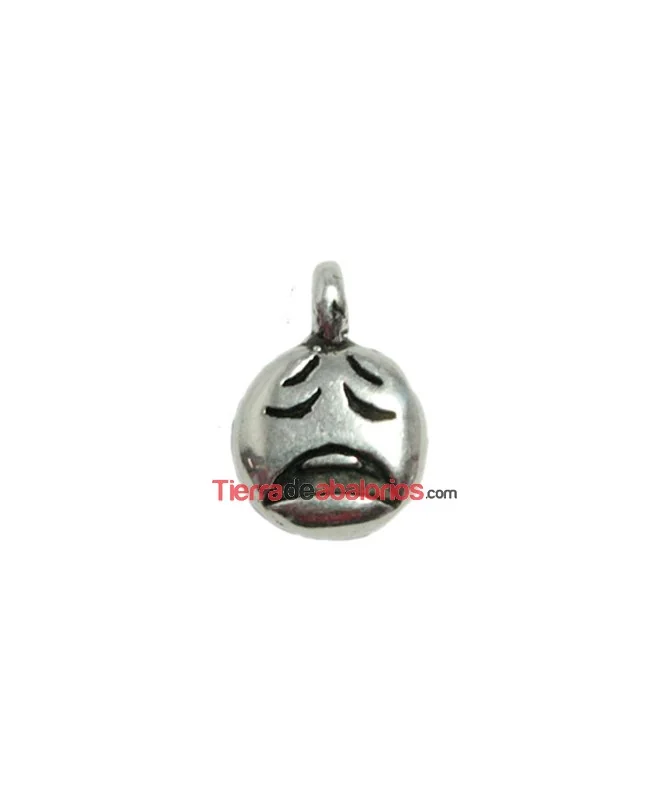 Colgante Emoticono Estresado 16x11mm, Plateado