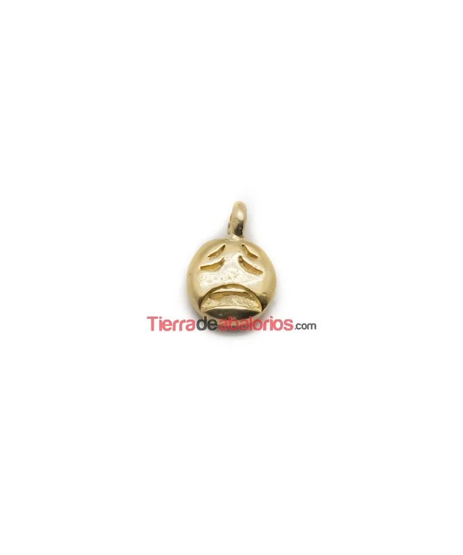 Colgante Emoticono Estresado 16x11mm Dorado