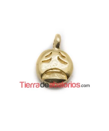 Colgante Emoticono Estresado 16x11mm Dorado