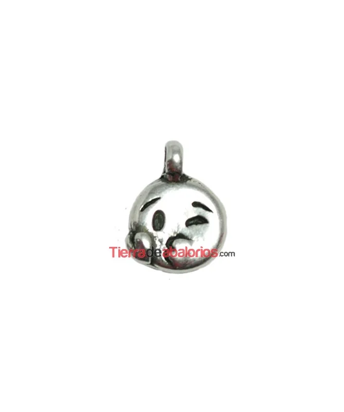 Colgante Emoticono Beso de Amor 16x13mm Plateado