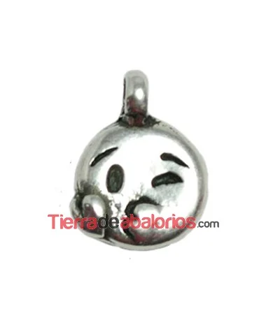 Colgante Emoticono Beso de Amor 16x13mm Plateado